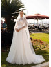 Long Sleeves Beaded Ivory Lace Tulle Sparkling Wedding Dress